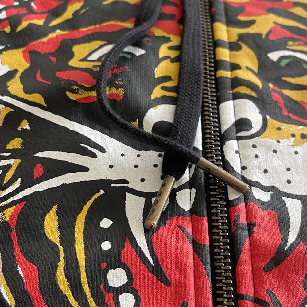 Ed Hardy tiger Women's zip Up cropped Hoodie sweatshirt black size 2X - Picture 10 of 15